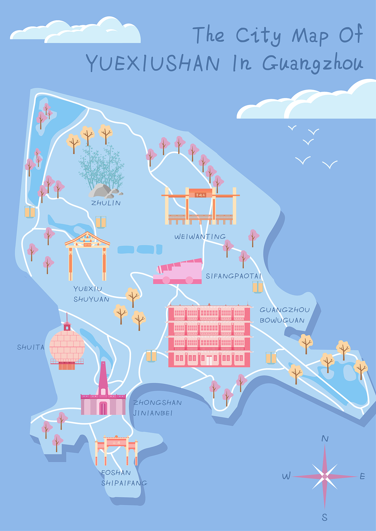 广州越秀山地图