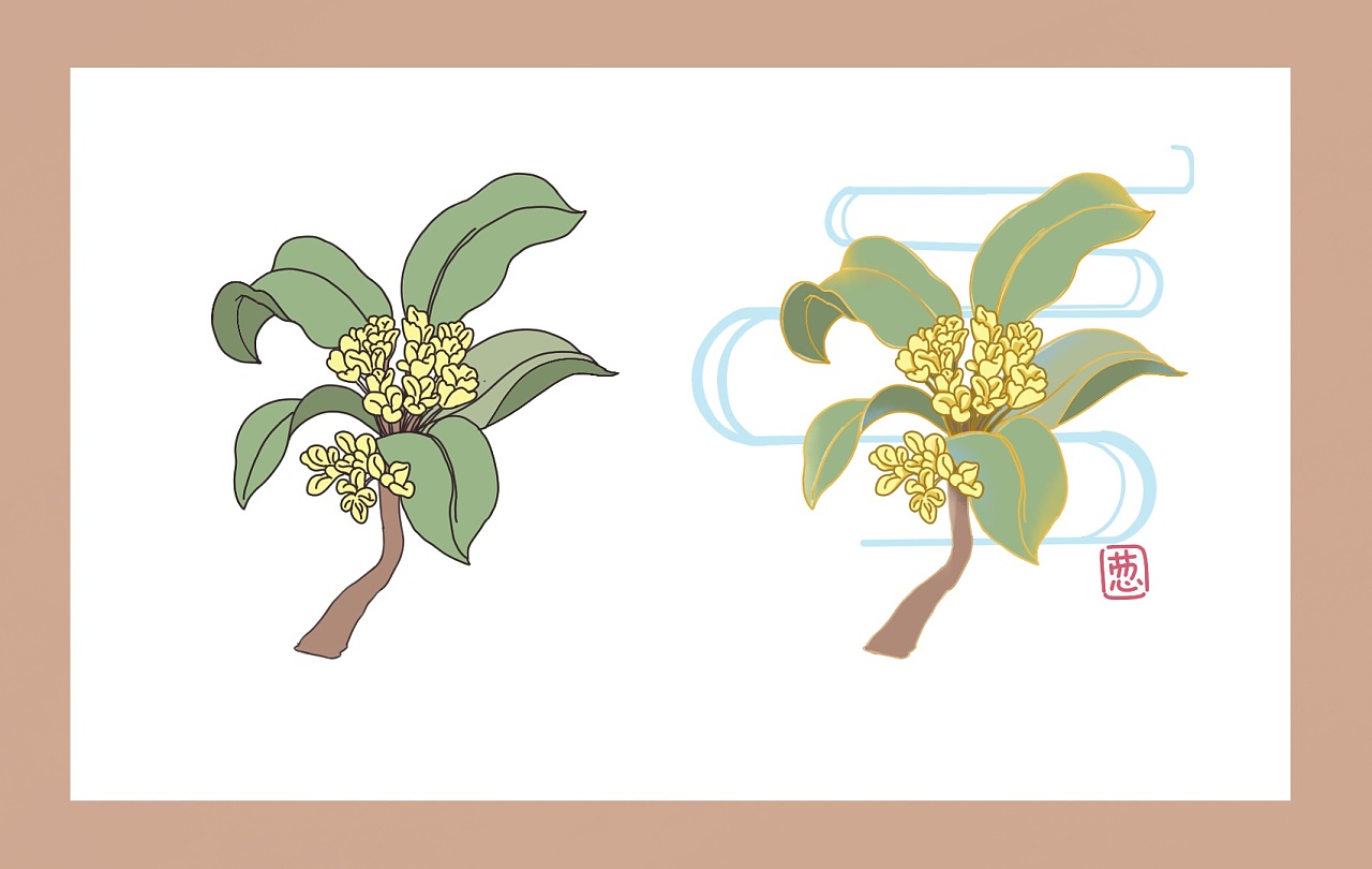 国潮插画练习步骤《八月桂花香》