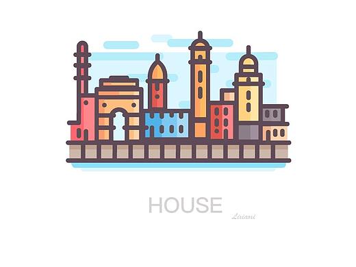 印度城市描边场景