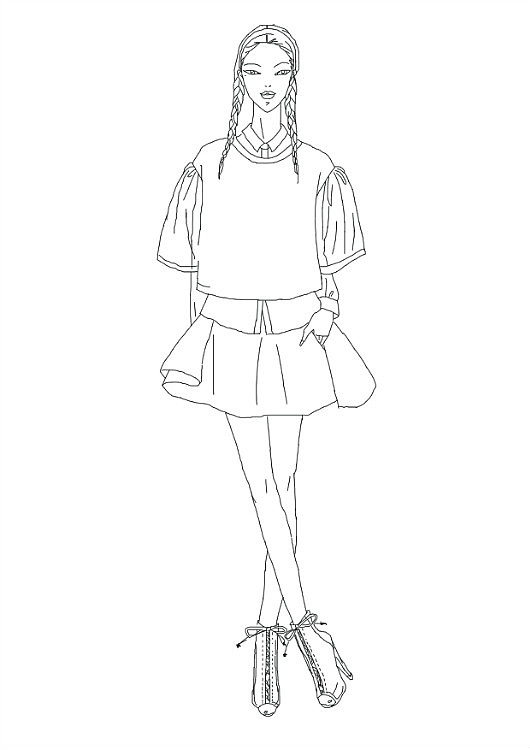 服装人物插画线稿