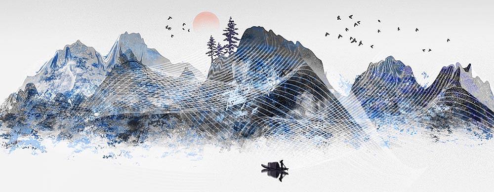意境简约山水画（图ZMTk3NTAwMjc2） - 商业插画 - 站酷设计师心灵艺坊原创素材 - 站酷ZCOOL