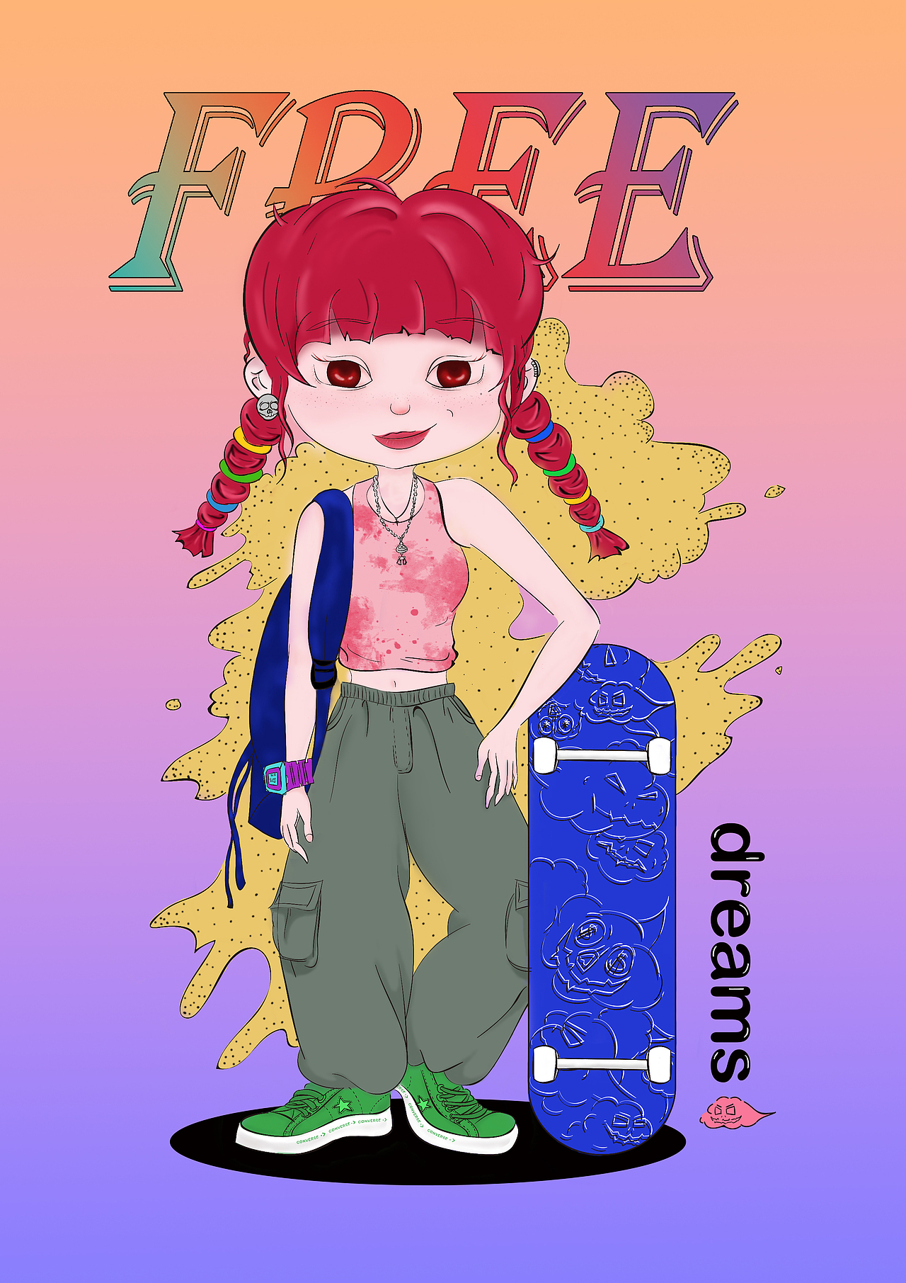 追寻自由和梦想的潮流女孩（图ZMjEwOTY4MjA4） - 新锐潮流插画 - 站酷设计师飞天小女警ing原创素材 - 站酷ZCOOL