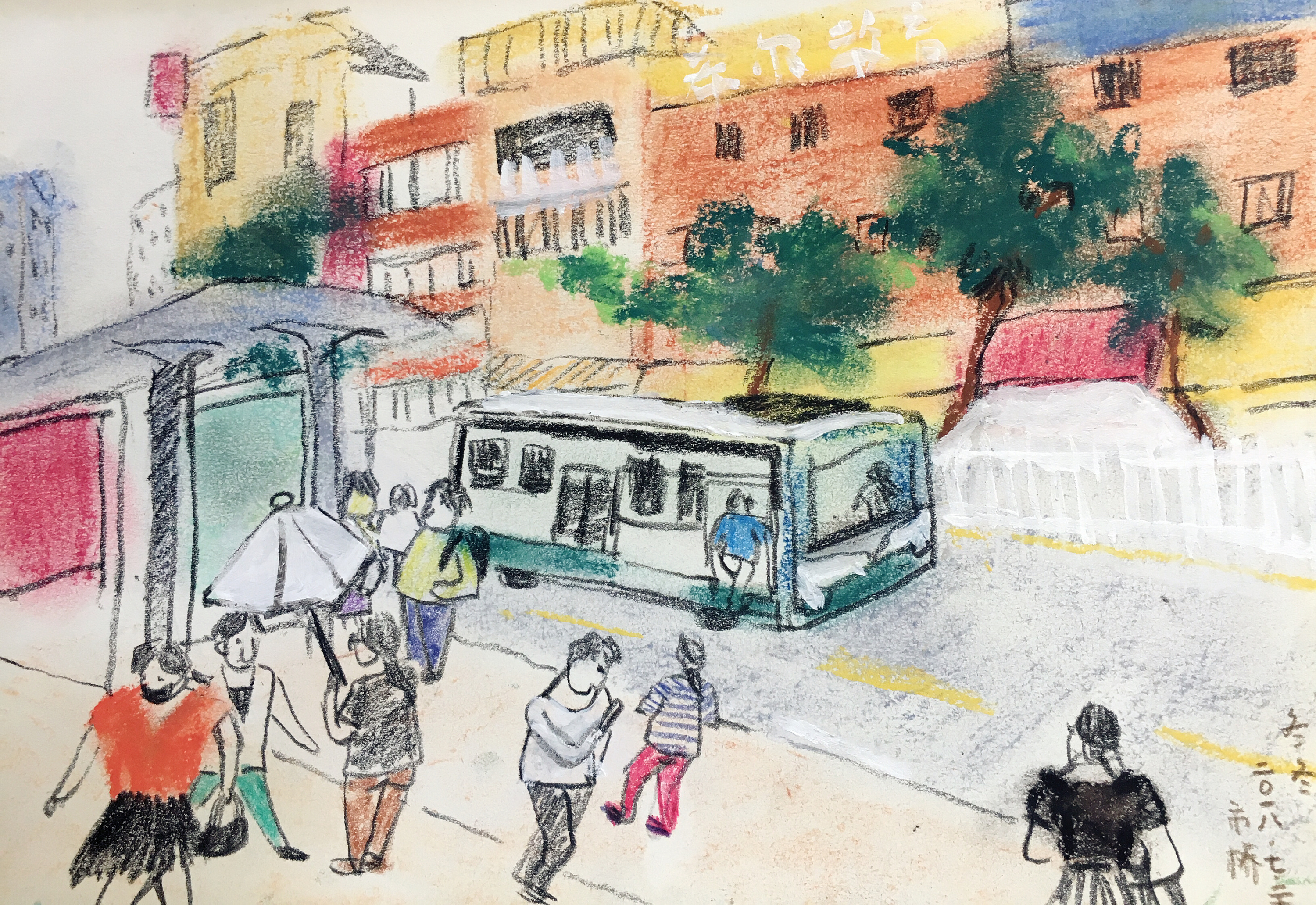 广州街景速写写生