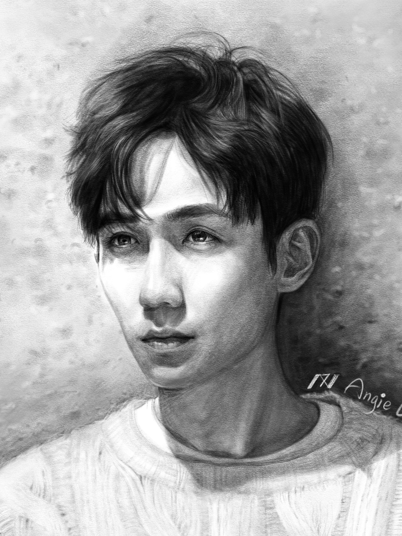 朱一龙-半身素描人像