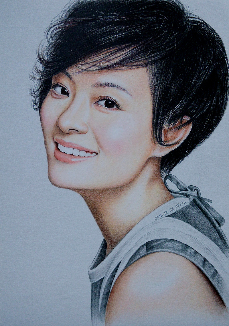 原创作品:彩色铅笔画 孙俪 吼也手绘