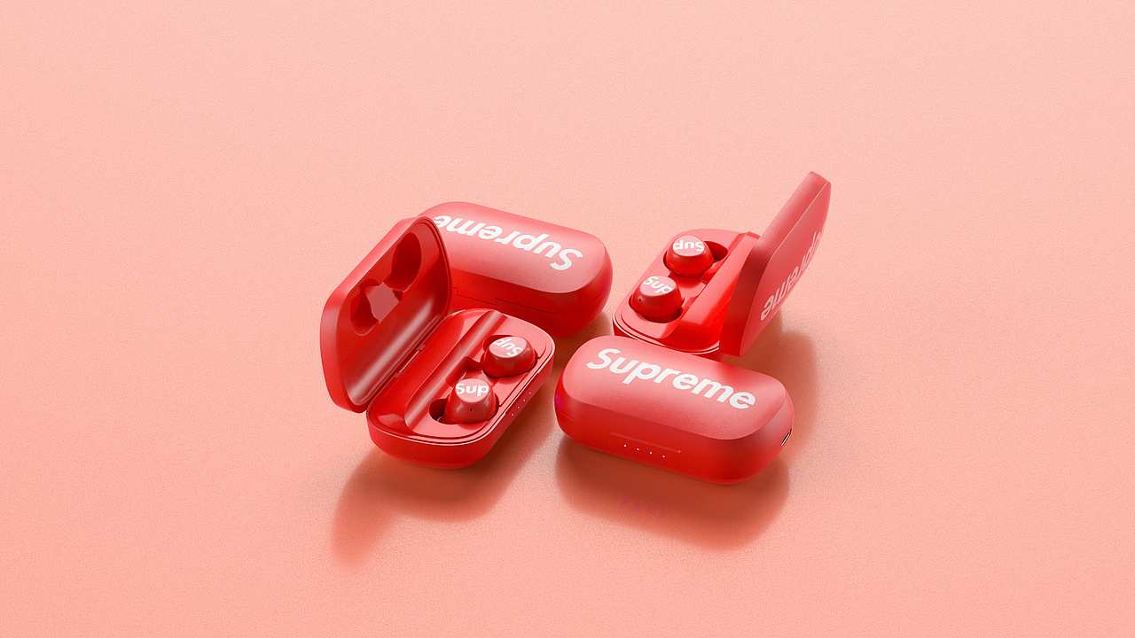 supreme蓝牙耳机渲染