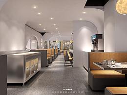 一间雕塑感空间的餐厅