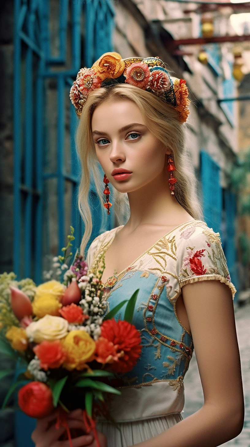 金发碧眼东方韵味的AI摄影创作