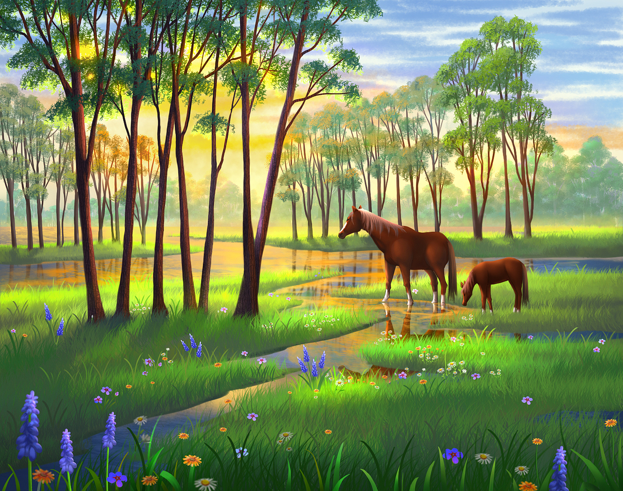 美丽风景画（图ZMjE1MzY0MjI0） - 商业插画 - 站酷设计师郑漪原创素材 - 站酷ZCOOL