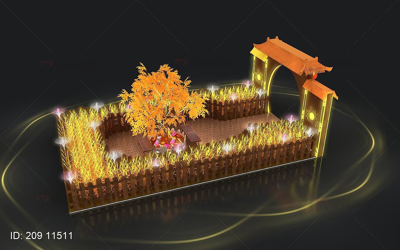 秋季中式金秋麦浪美陈打卡点