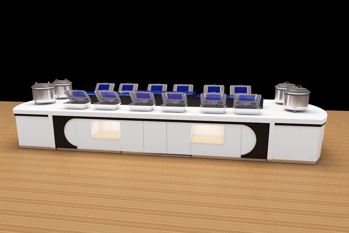 亚克力海鲜冰槽定制 发光茶歇台制作 酒店移动布菲台