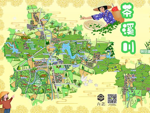 洙边镇手绘地图导览图宣传册设计画册