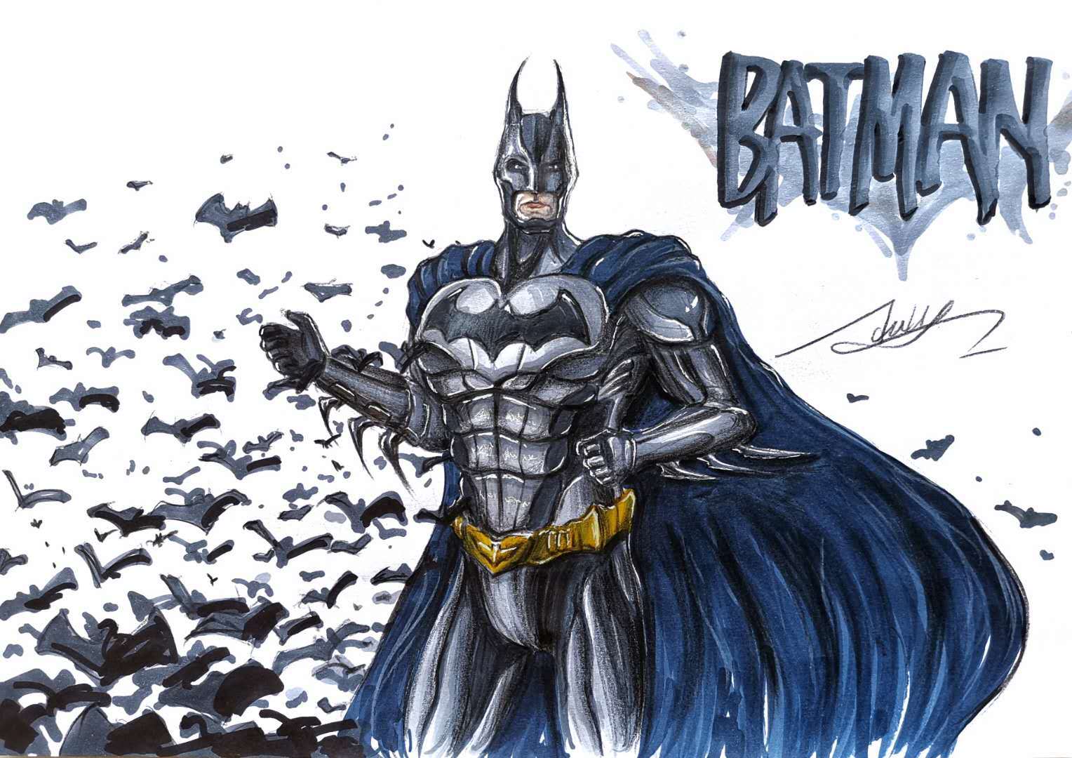 蝙蝠侠黑暗骑士手绘图片