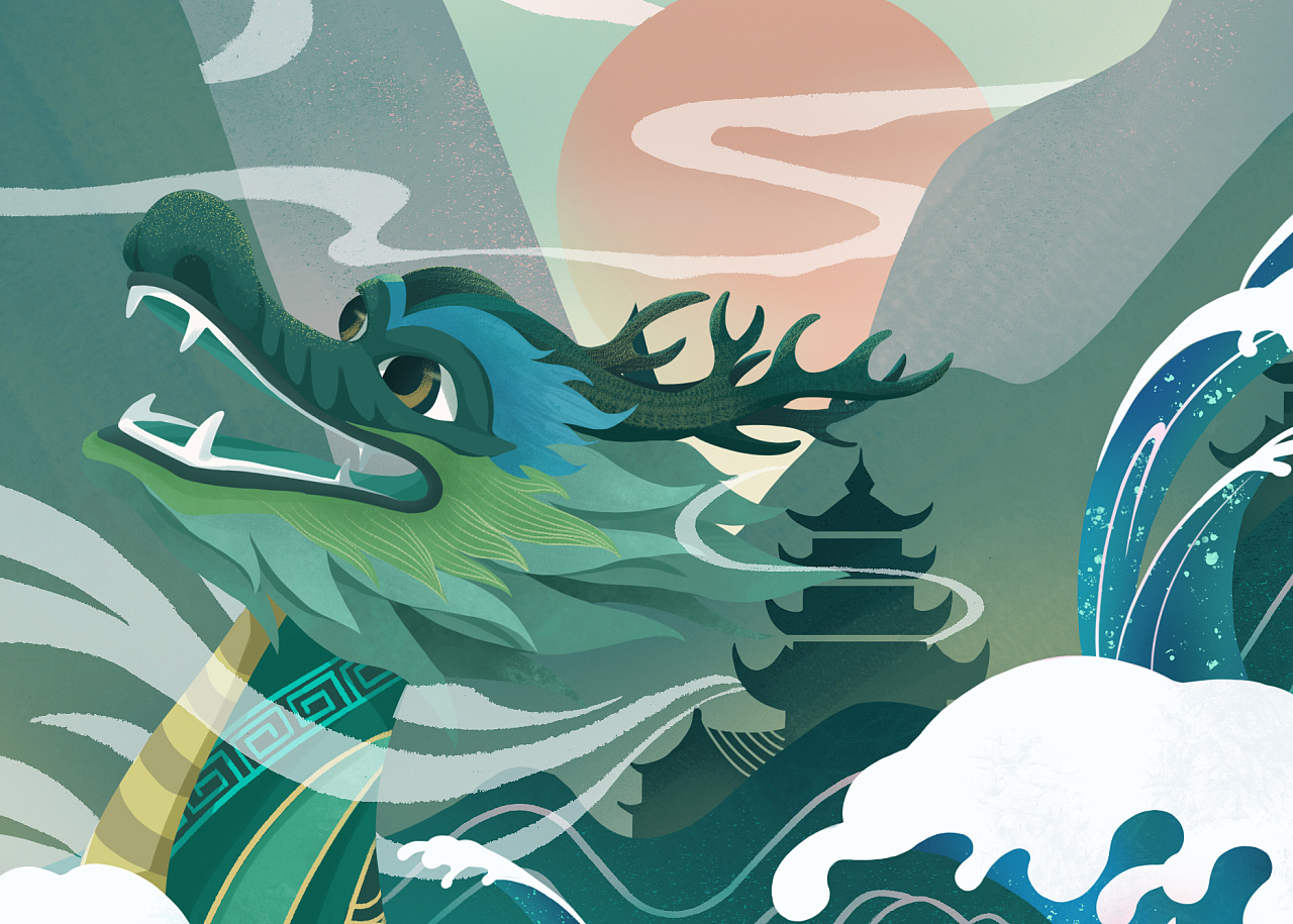 罗小黑系列插画之端午节赛龙舟