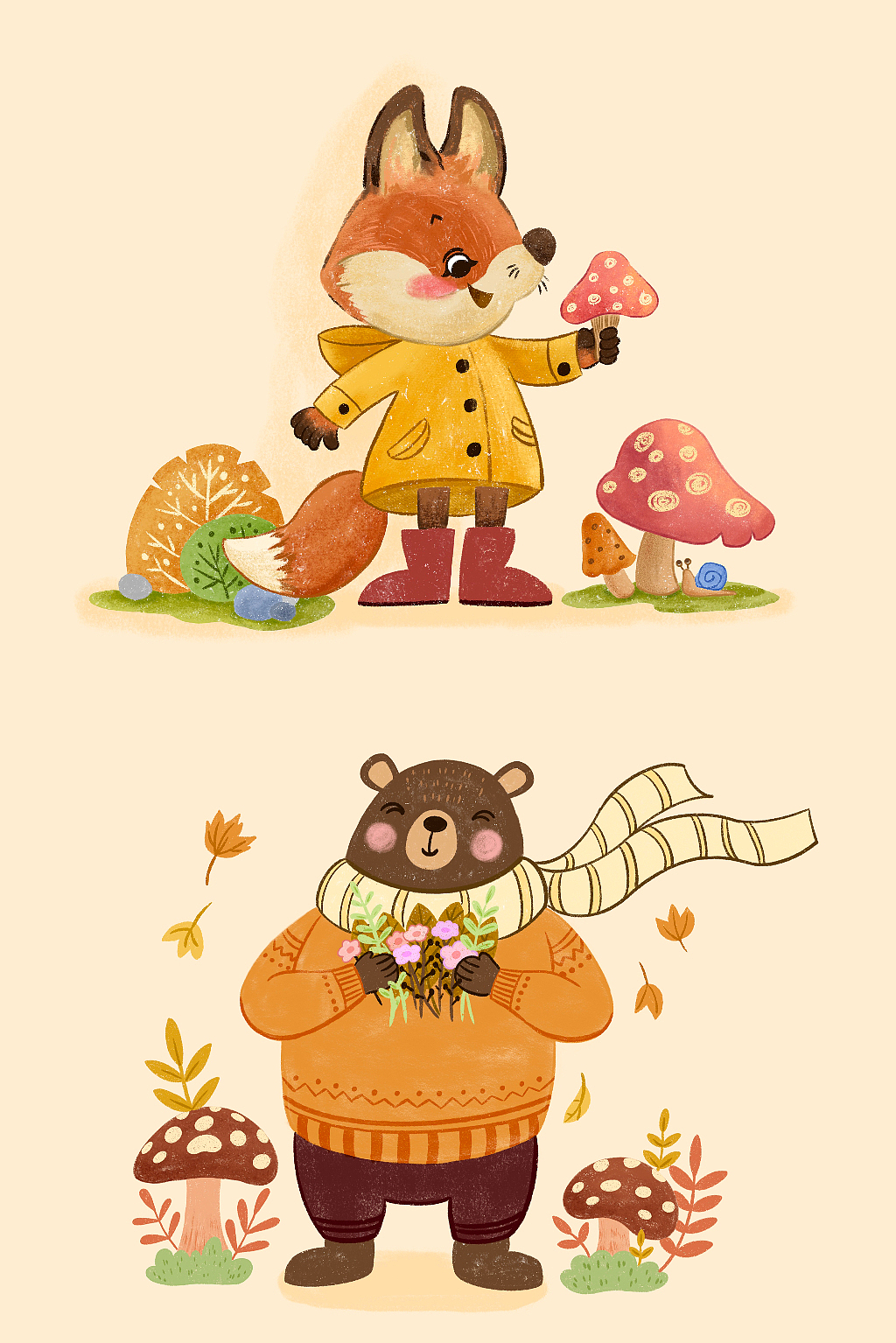 儿童插画｜小动物场景练习（图ZMzUzODQ5ODcy） - 儿童插画 - 站酷设计师劉小嗅原创素材 - 站酷ZCOOL