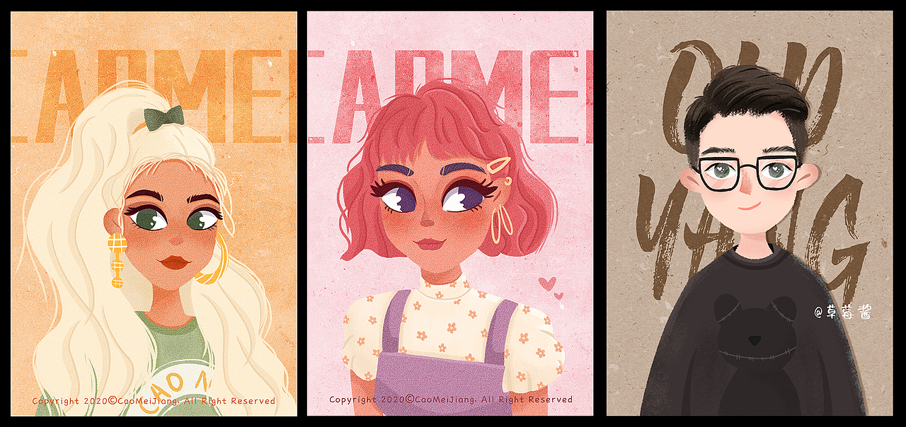 #人物头像插画（图ZMjI5NjMwNjk2） - 商业插画 - 站酷设计师草莓酱豆原创素材 - 站酷ZCOOL