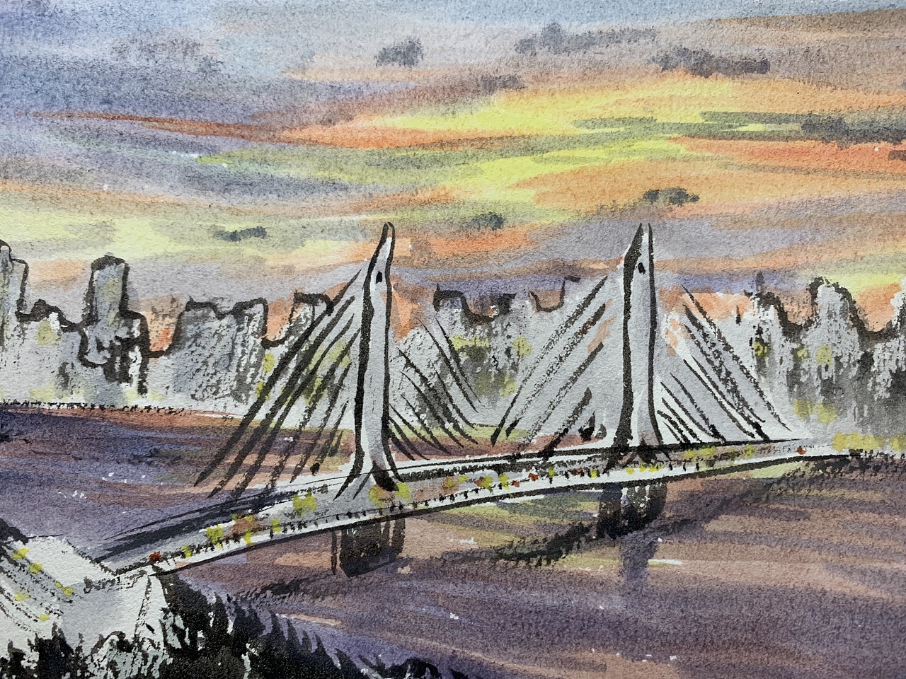 珠江落日（图ZMTkwNTIxMTcy） - 绘画 - 站酷设计师大吉大力原创素材 - 站酷ZCOOL