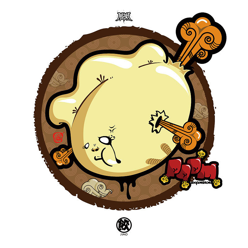 “膨客”——膨胀的中国传统美食（图ZMTM5NzIwMA==） - 新锐潮流插画 - 站酷设计师seven_always原创素材 - 站酷ZCOOL