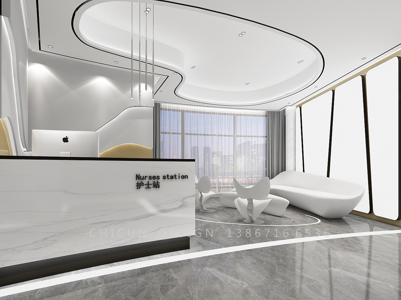 尺寸设计|金卓美容美发医疗整形会所现代新中式科技风