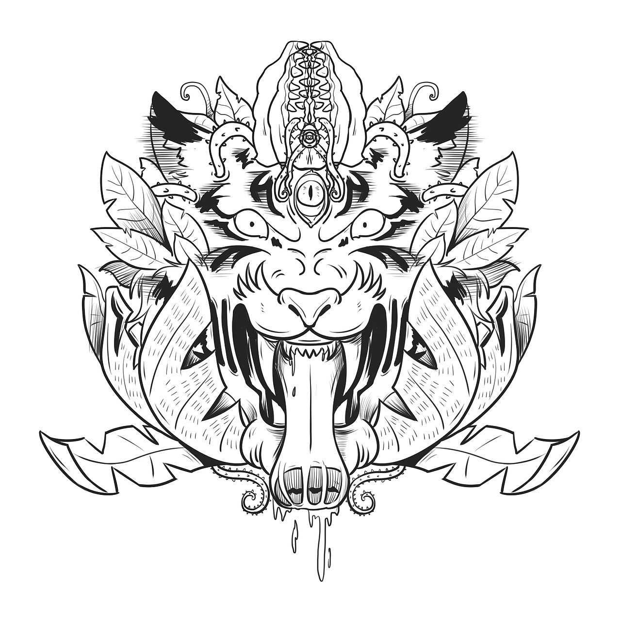 关于老虎的一个创作（图ZNzMxODg3MDQ=） - 商业插画 - 站酷设计师一条大咸鱼原创素材 - 站酷ZCOOL