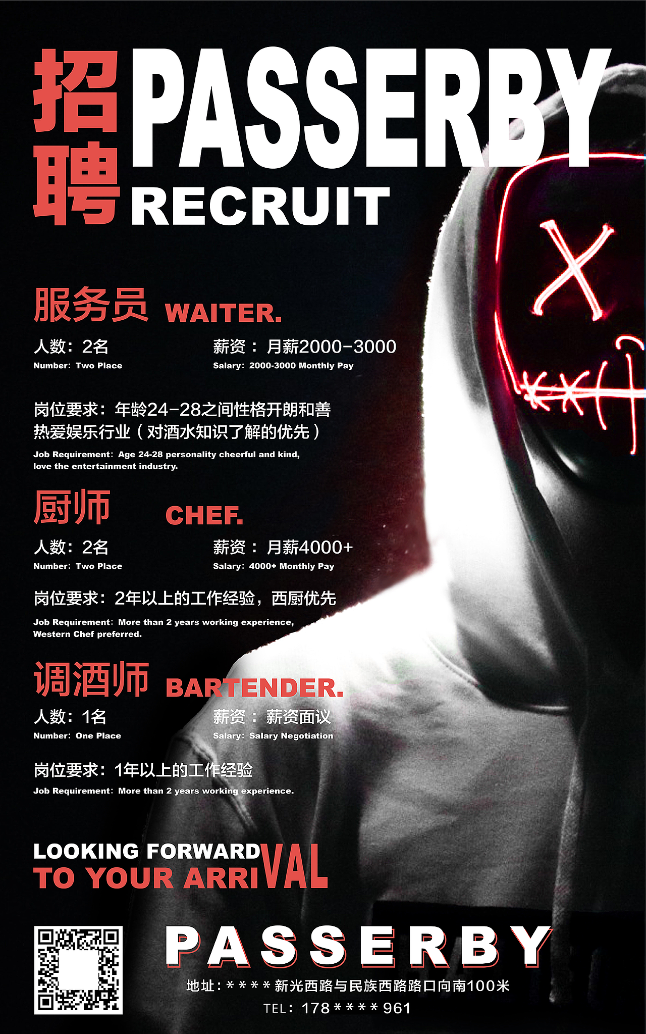 PasserbyBar酒吧招聘/促销海报/易拉宝（图ZMjI0ODU3NzI0） - 海报 - 站酷设计师敢敢呀大王原创素材 - 站酷ZCOOL
