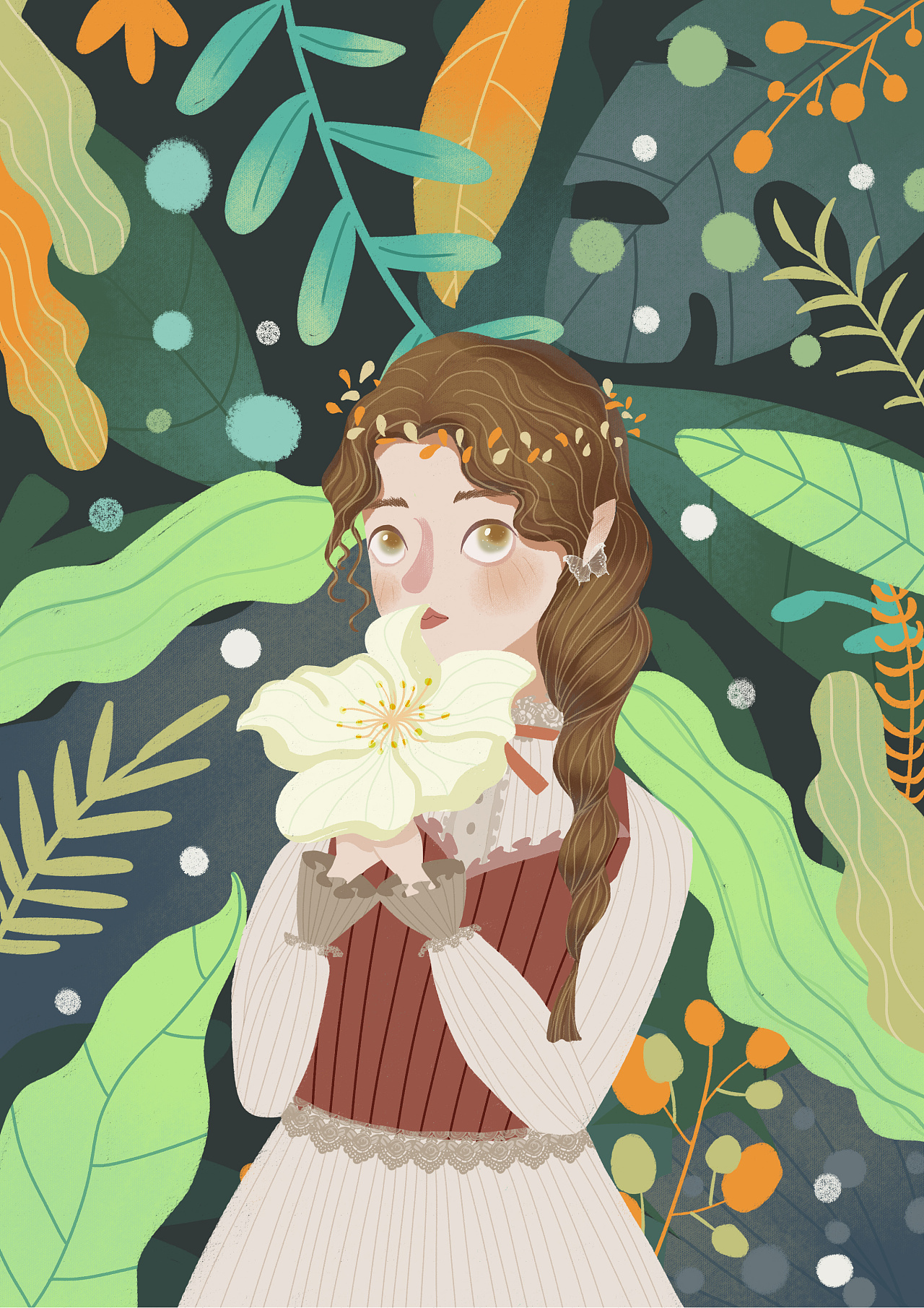 森林原创插画少女