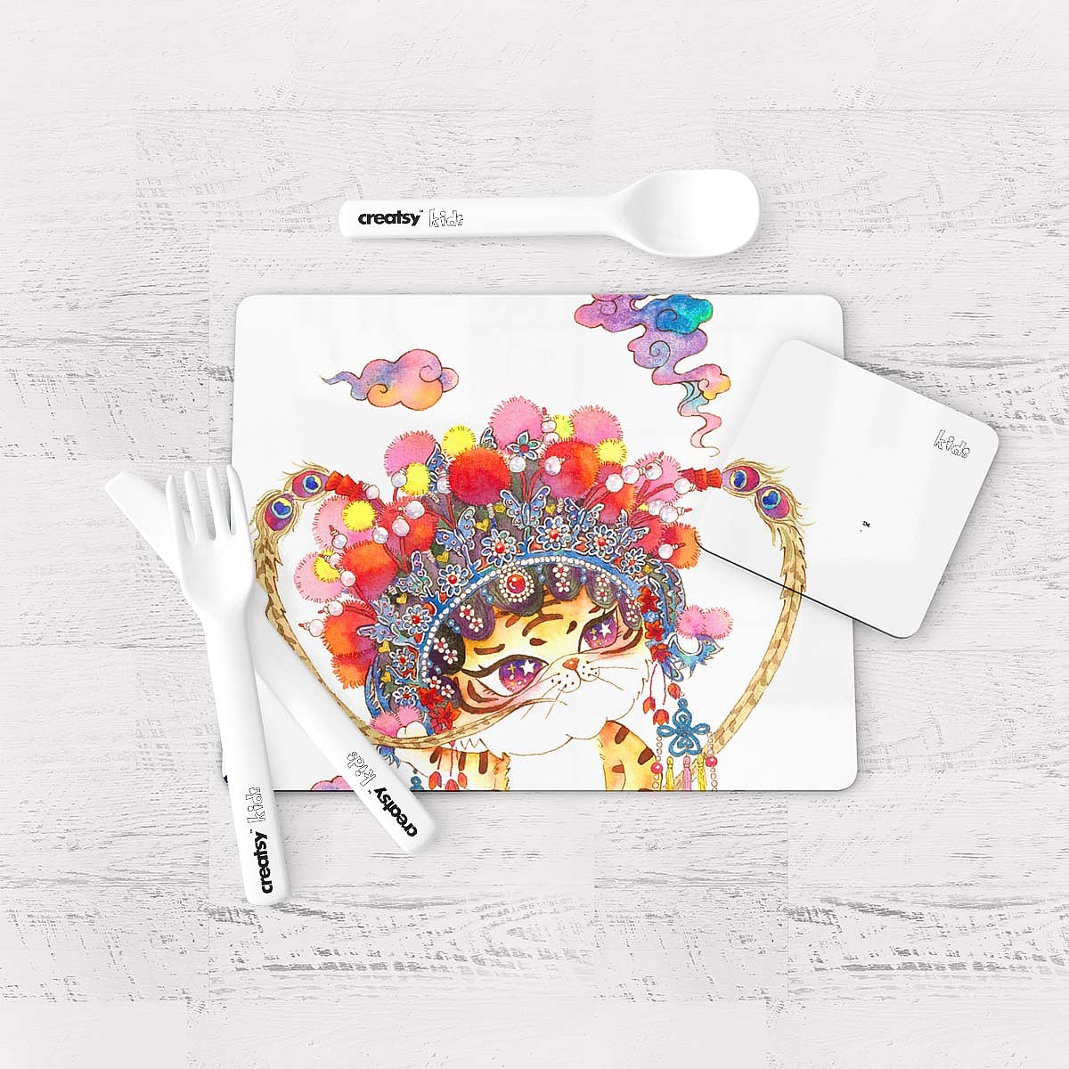 中国风萌虎来袭、虎虎生威、虎贺新春、财神刀马旦年画