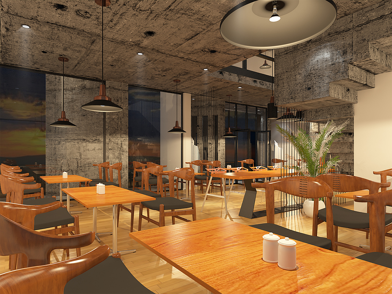 禾工业风格餐厅效果图