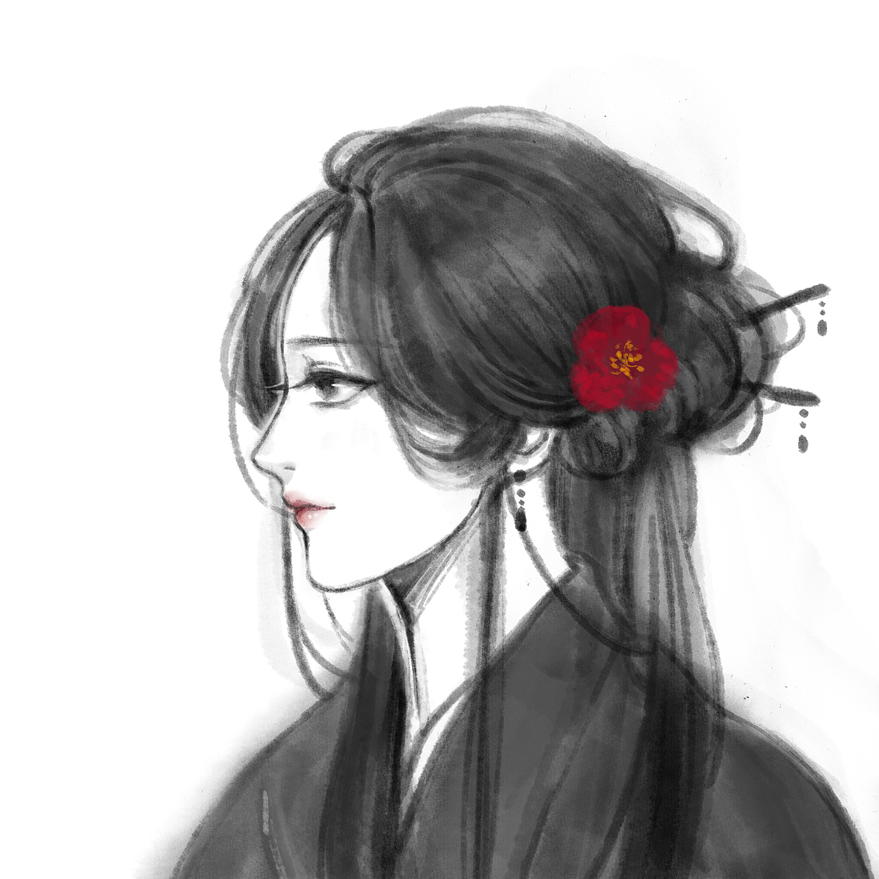 古风水墨情侣头像