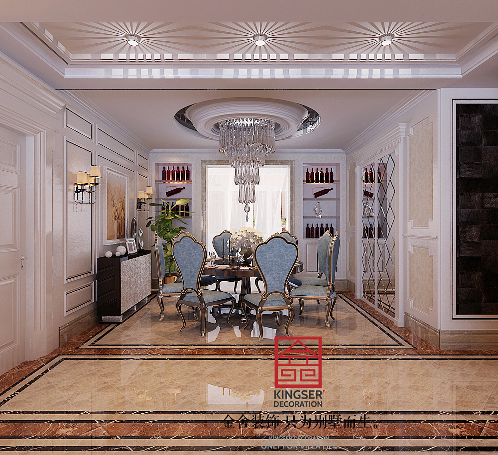 【平泉样板间135㎡三室两厅装修效果图后现代奢华主义风格】-金舍装饰