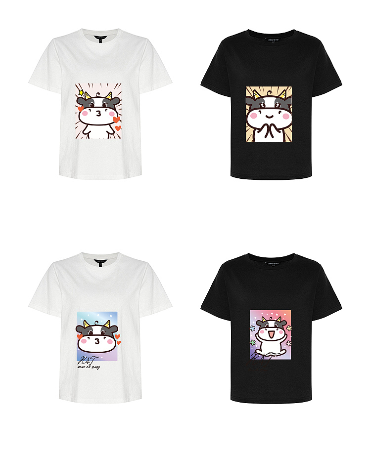 阿茹插画原创手绘衣服T恤印花牛图案转印烫画贴定制