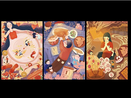 毕业设计-关于《出花园》潮汕民俗插画-商业插画1年