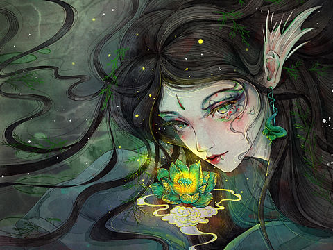 古风插画|十二生肖系列之巳蛇