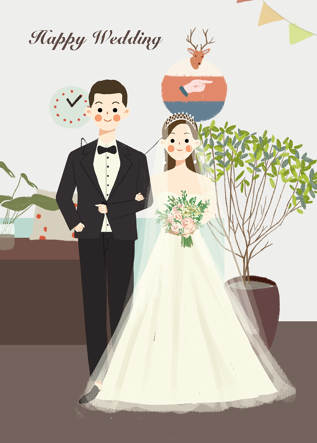 婚礼请柬插画定制（图ZMTQwOTUzMTg0） - 艺术插画 - 站酷设计师笑里风月原创素材 - 站酷ZCOOL