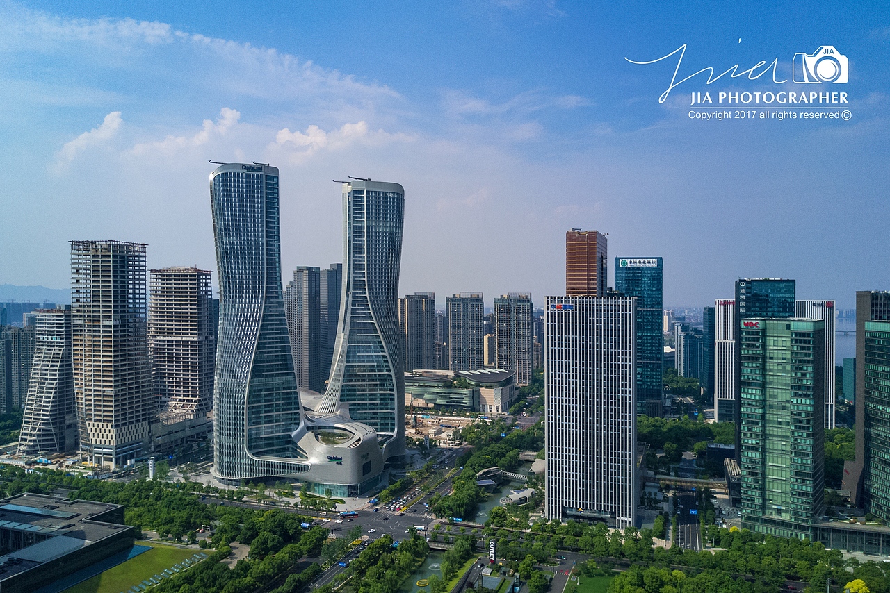 杭州 钱江新城 城市阳台 来福士 航拍延时摄影片段