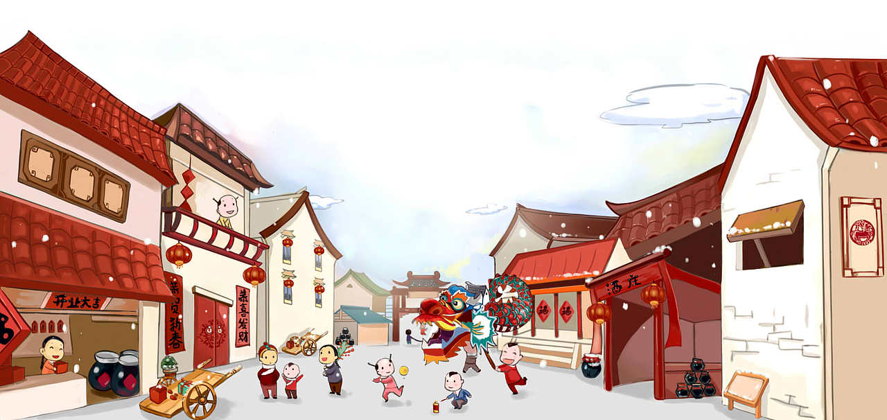 过年页头插画（图ZNDQ1NDU2NjQ=） - 商业插画 - 站酷设计师闪电超人原创素材 - 站酷ZCOOL