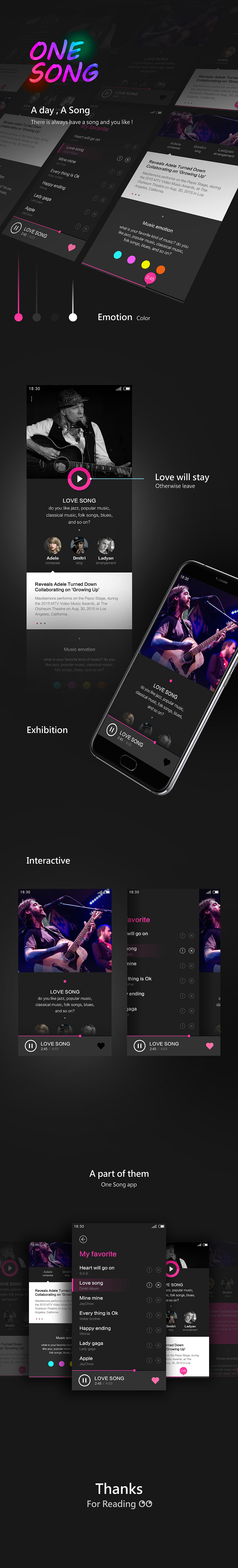 One Song —— Mood management experts(图ZNDMxOTAyMDA=) - APP界面 - 站酷设计师Williamchou原创素材 - 站酷ZCOOL