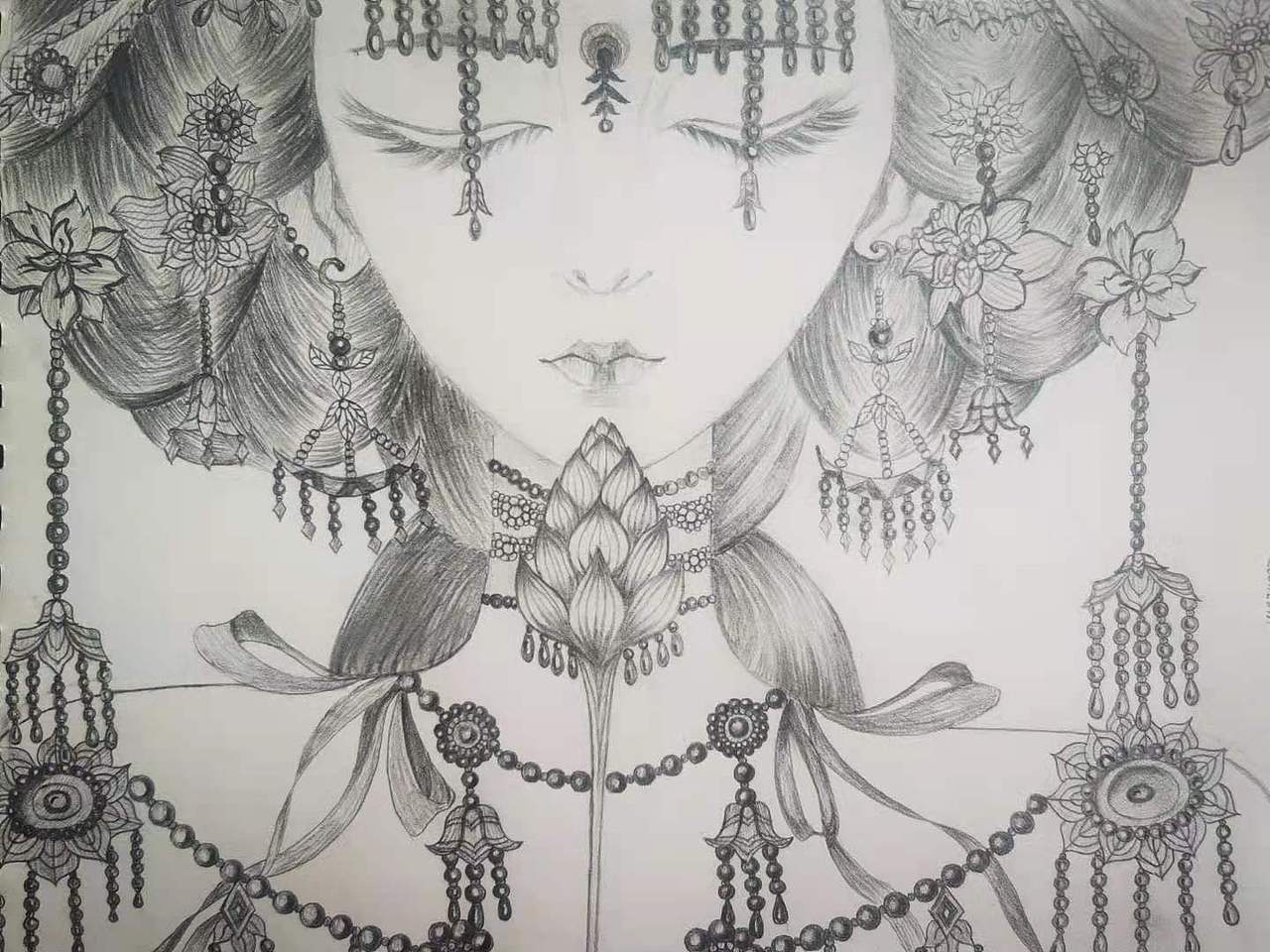 中国风人物铅笔画