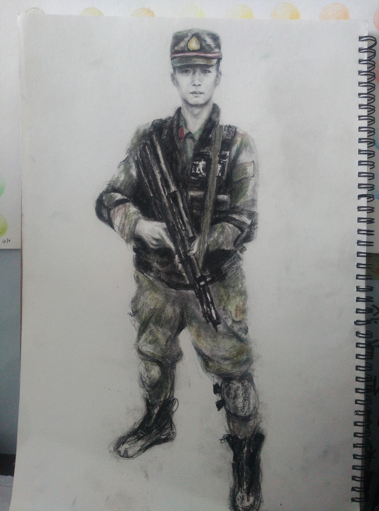 武警战士素描图片