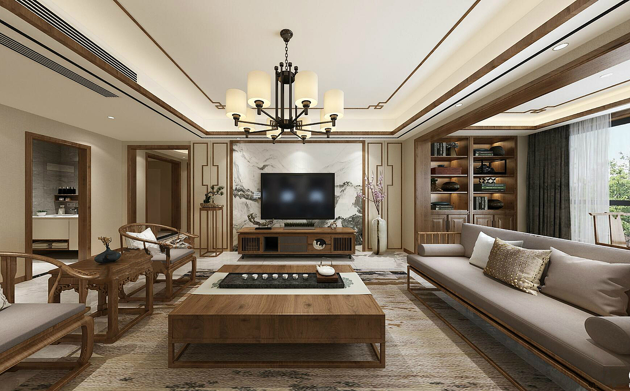 重庆装修设计|融创滨江壹号|现代中式风格|