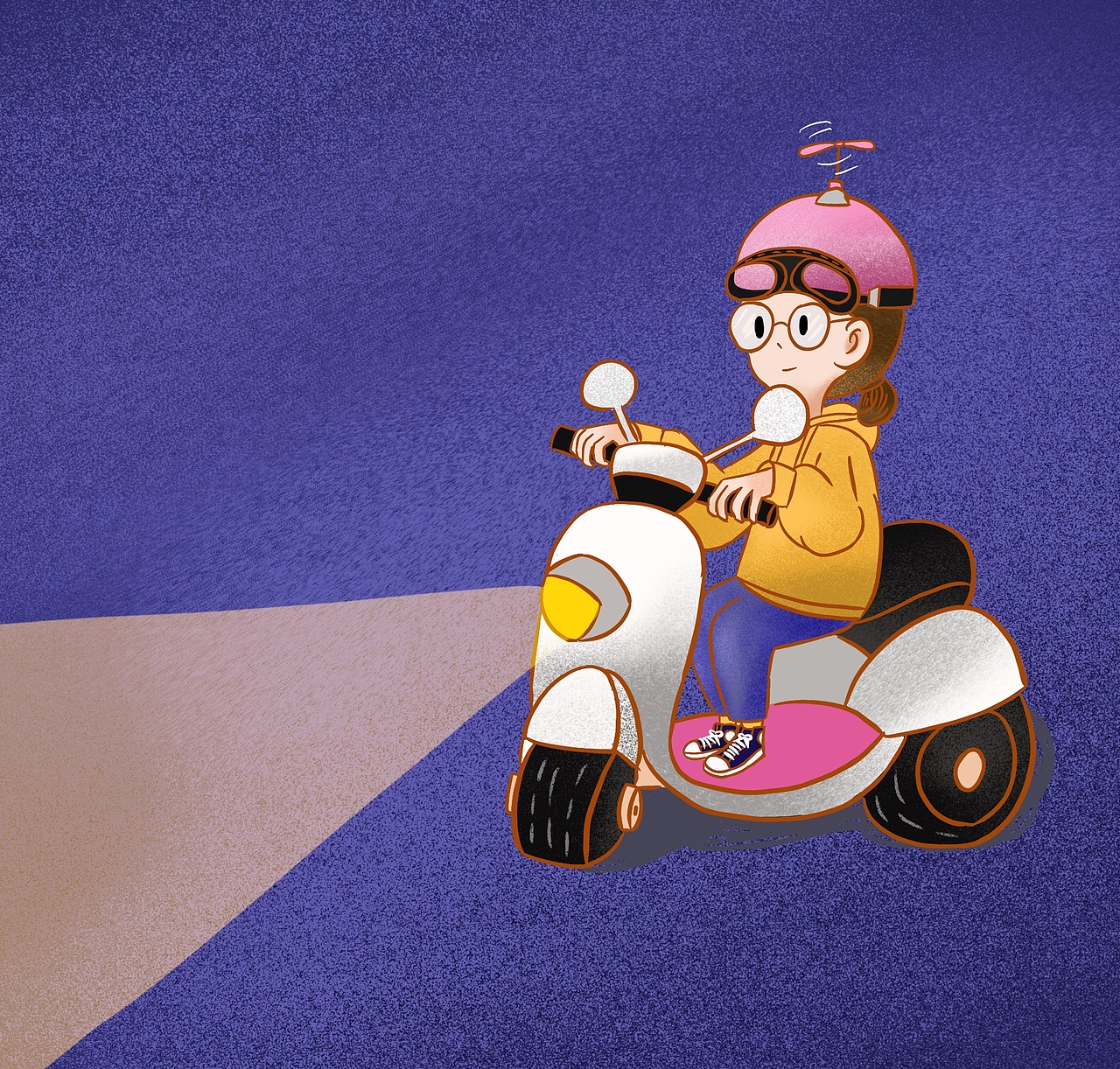骑着我心爱的小摩托|插画|创作习作|z97207012_原创作品-站酷zcool