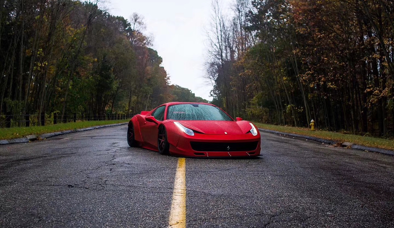 法拉利458升级改装LB宽体包围 前唇后唇侧裙尾翼轮眉