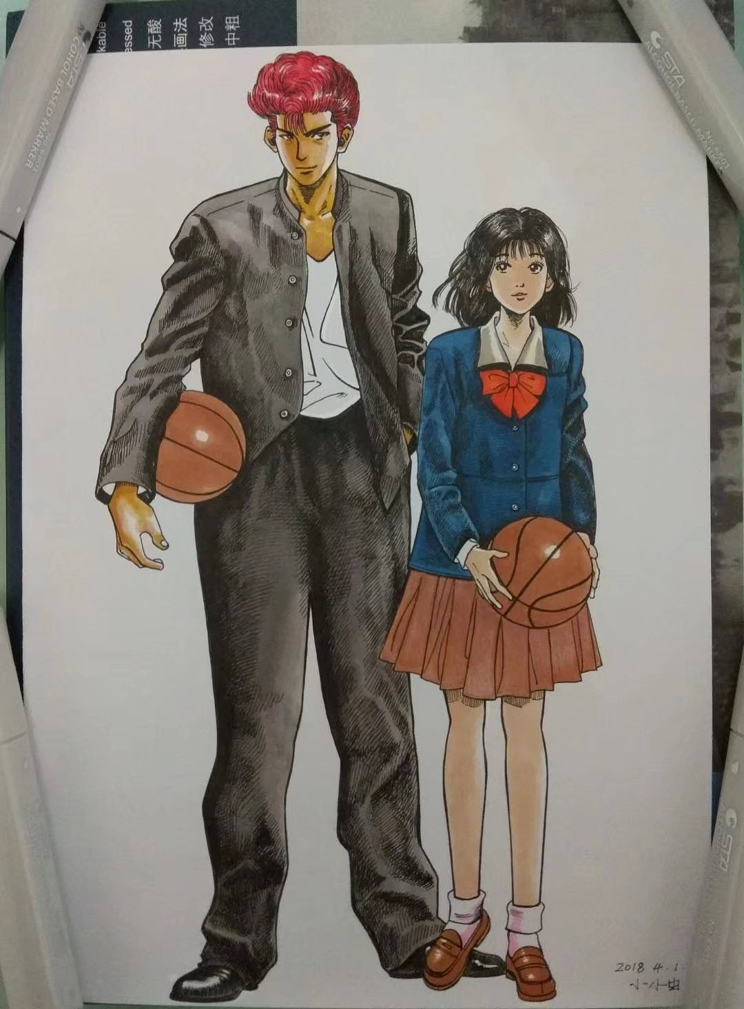 马克笔漫画 致敬井上大神的漫画神作（图ZMTEyODk5NTU2） - 单幅漫画 - 站酷设计师艺术小白阿超原创素材 - 站酷ZCOOL