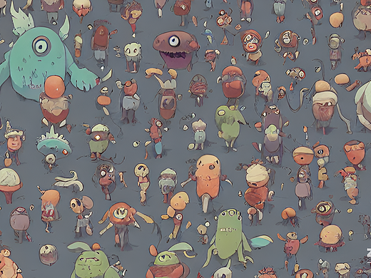 #AI创作实验室#很多怪物，在城市里，很可爱