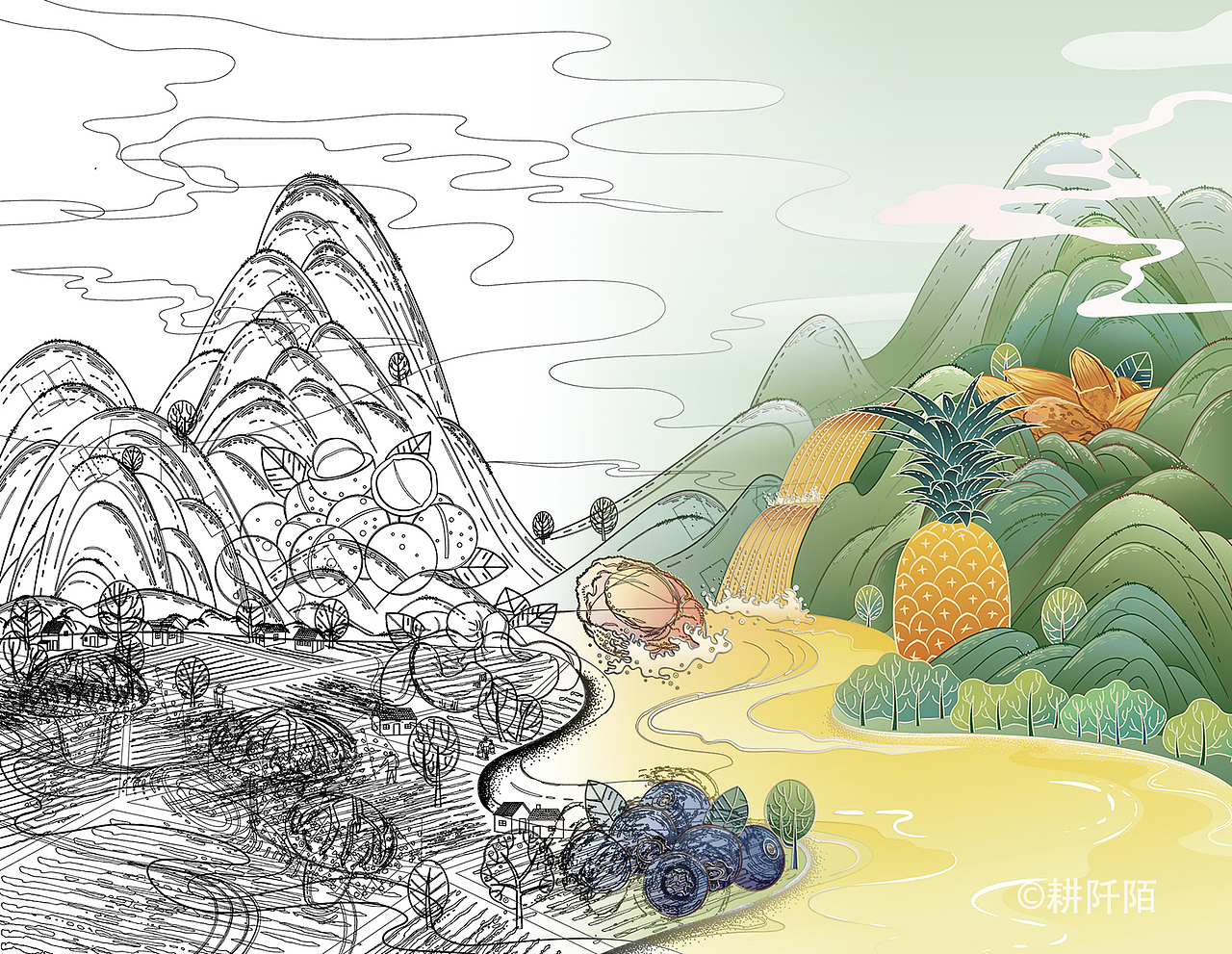 农产品包装设计插画/区域农品/地方风物插画——已商用