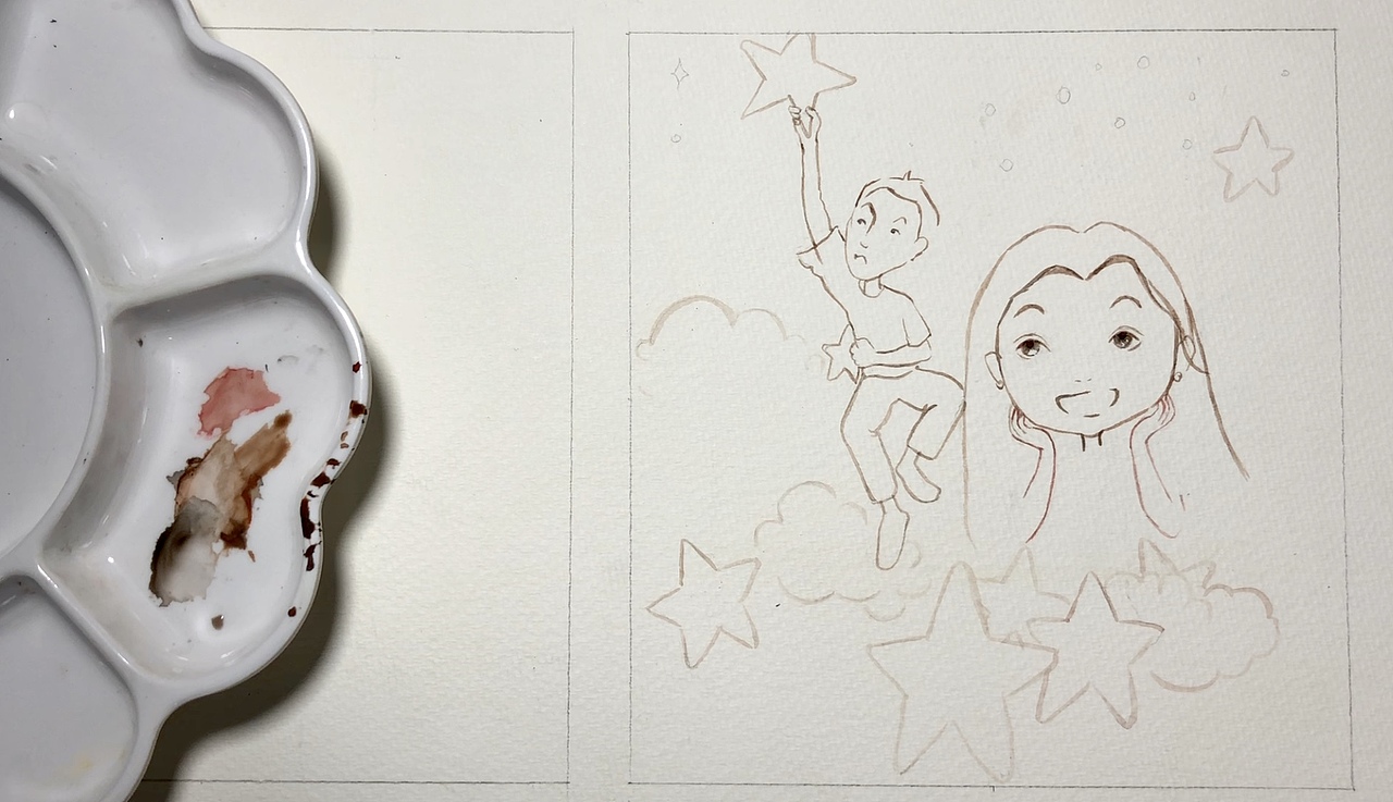 为婚礼前所作的小插画