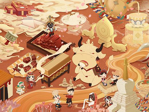 文创插画设计/拉萨旅游美食