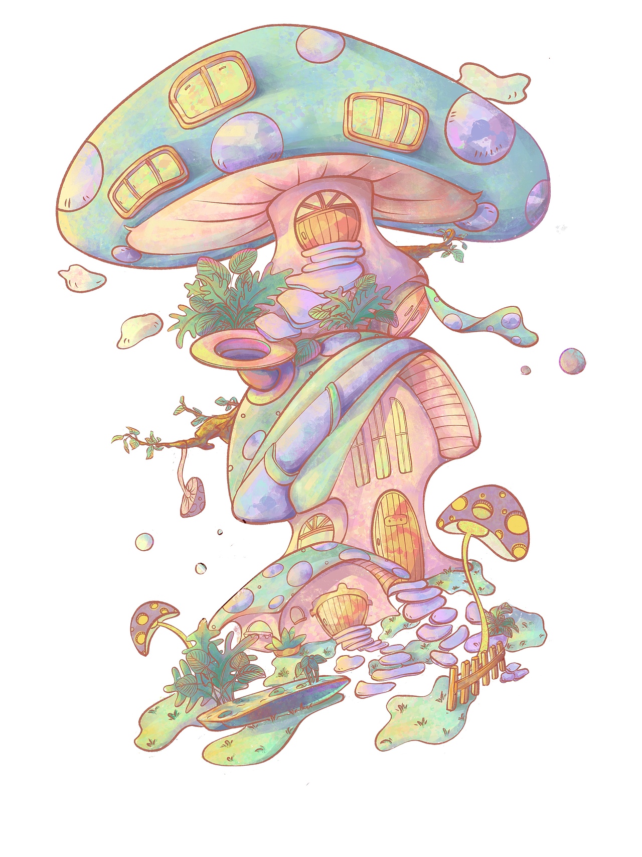 蘑菇屋（图ZMzM3MDA5ODA0） - 艺术插画 - 站酷设计师n南风南n原创素材 - 站酷ZCOOL