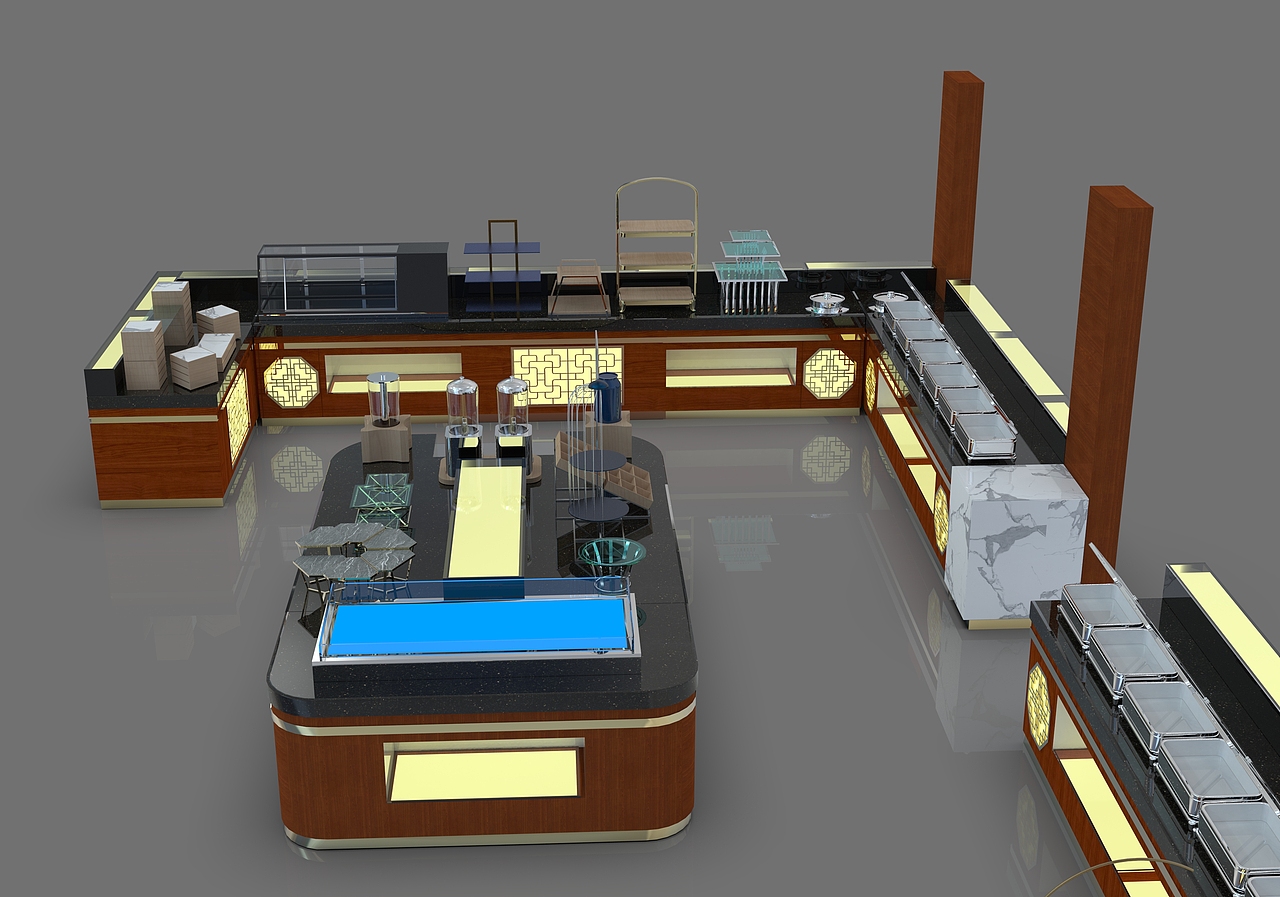 多功能大理石移动布菲车自助餐台设计定制