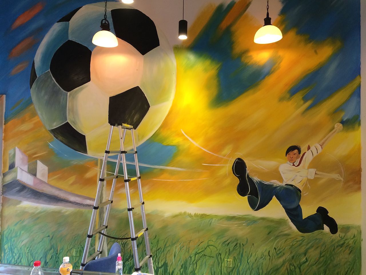 珠海香洲大镜山公园运动主题咖啡厅涂鸦墙